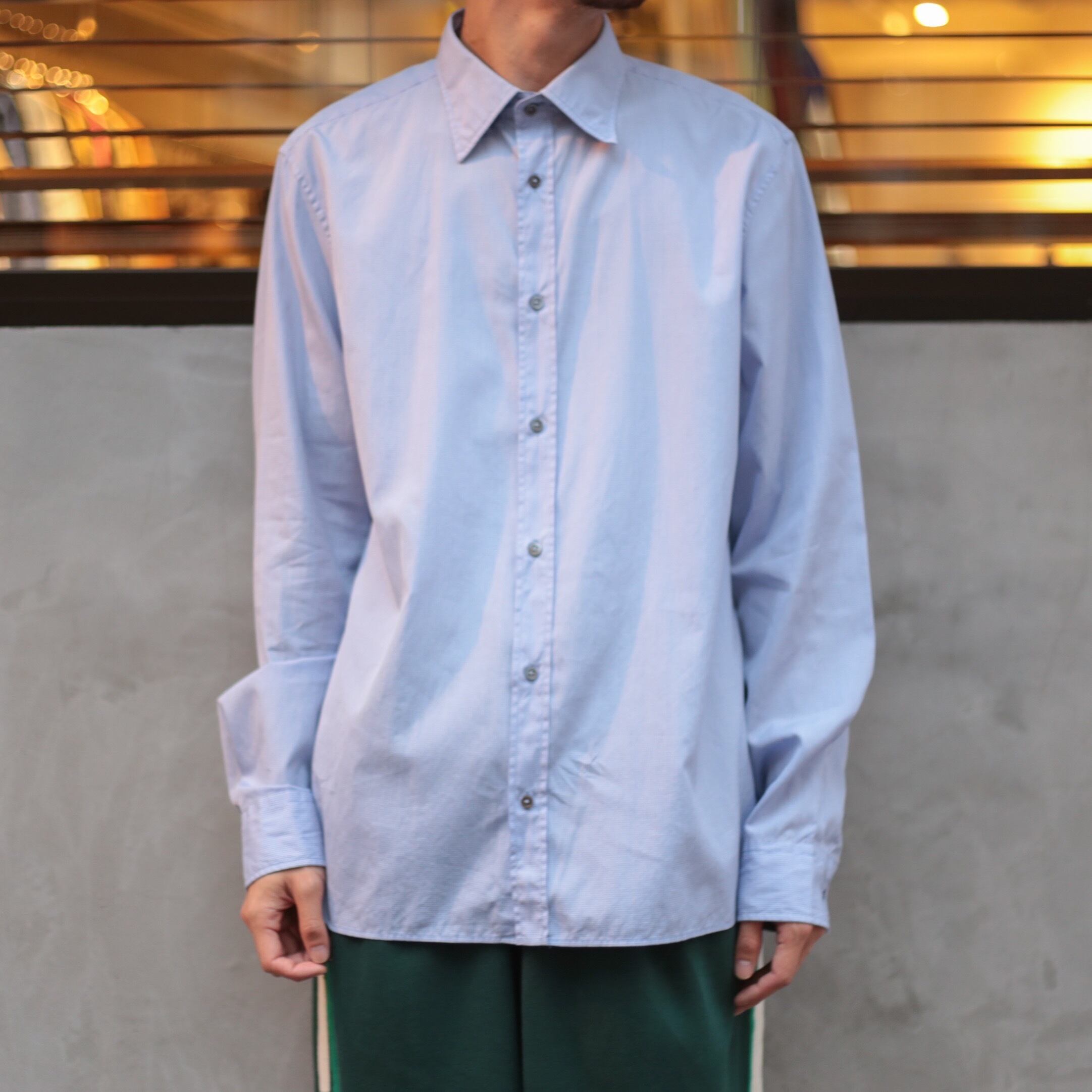 Jil Sander サックスブルーカラー シャドーグラフチェックシャツ Made In Italy Co 0857 Cv