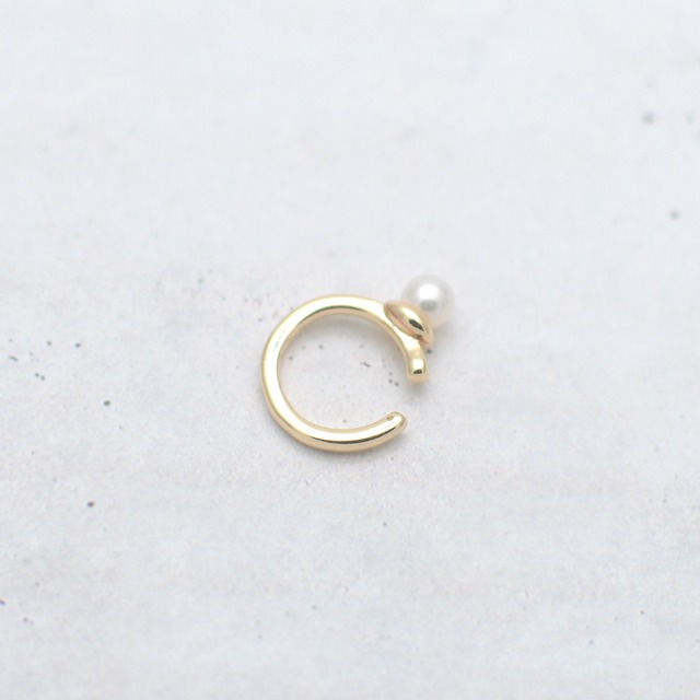 K14GF ミニマル イヤーカフ  淡水パール ラウンド 上質  片耳販売 / cf-083