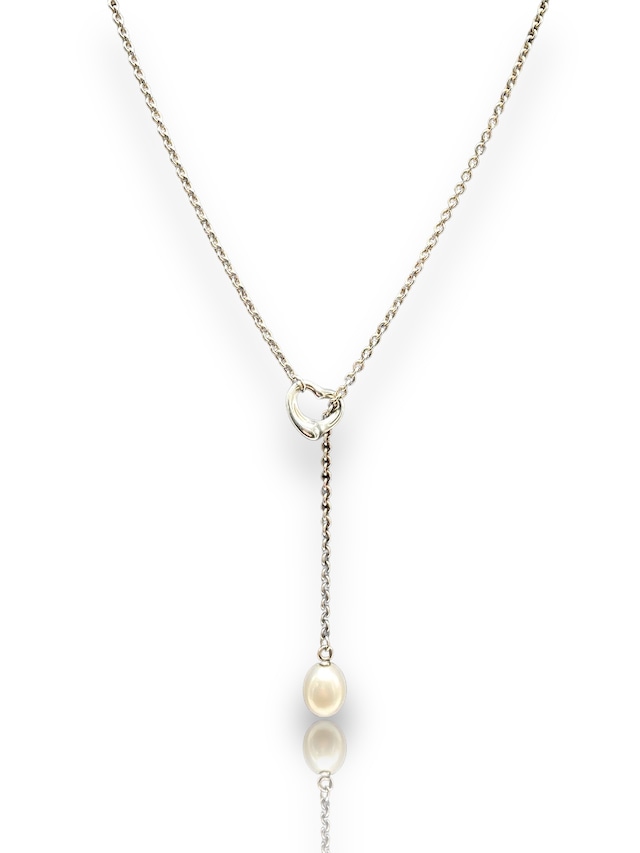 Tiffany&Co. オープンハート 1Pパール ラリアット ネックレス SV925
