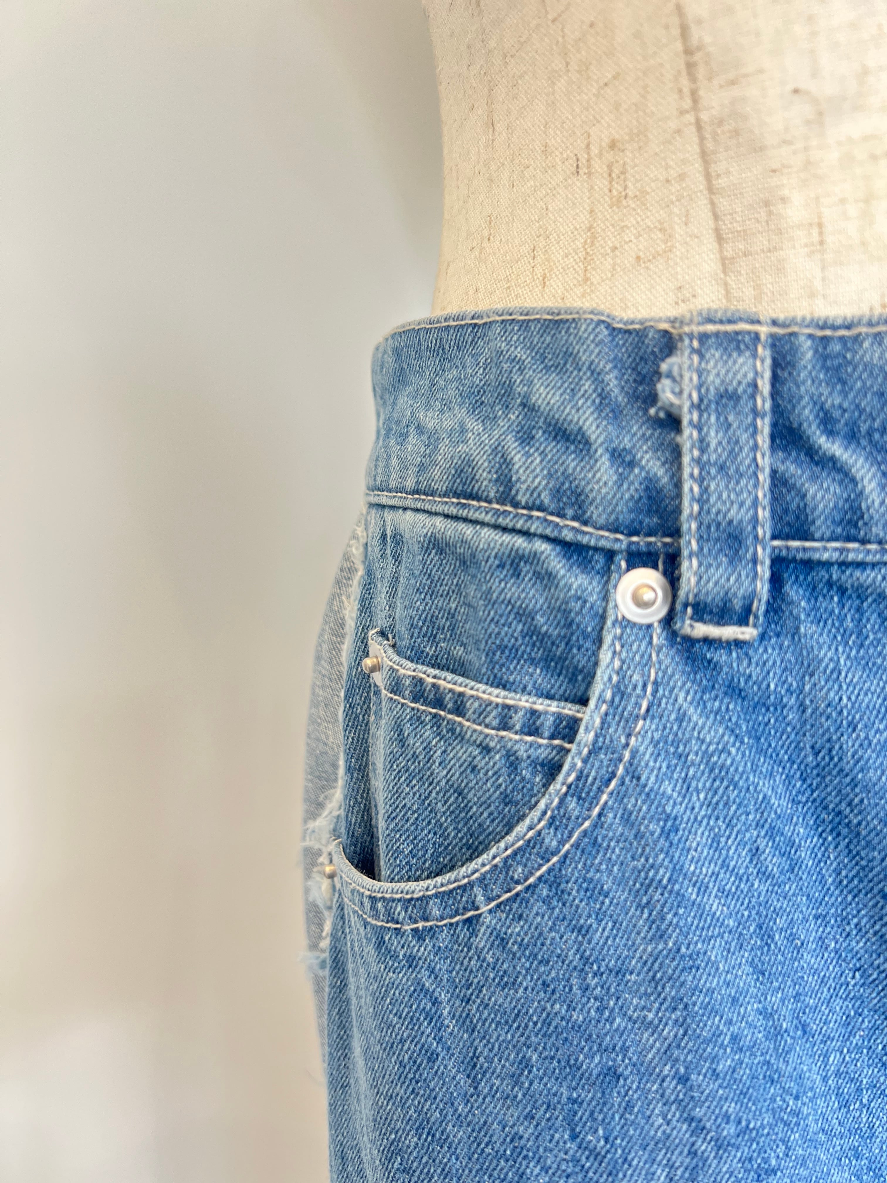 【SELECT】バレルシルエット断ち切りラインデニムパンツ 34-0137