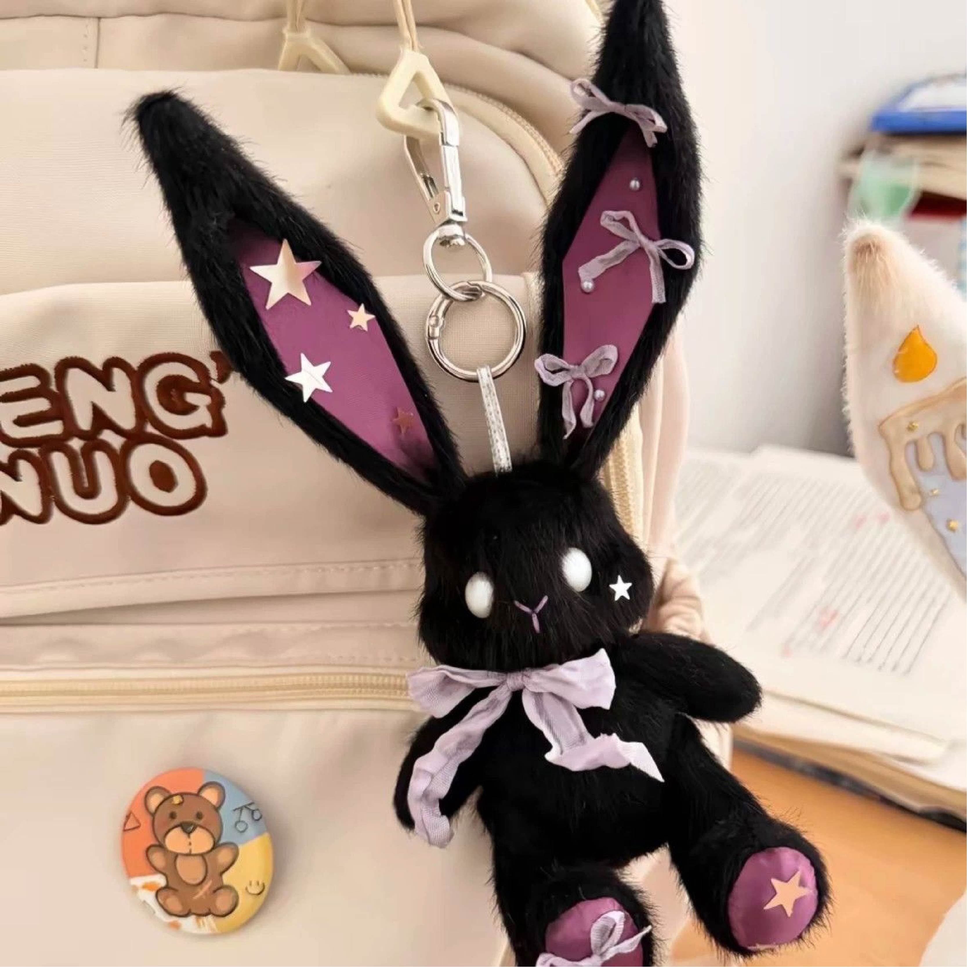 HY 672 . ロングイヤーうさぎ ぬいぐるみチャーム バッグチャーム