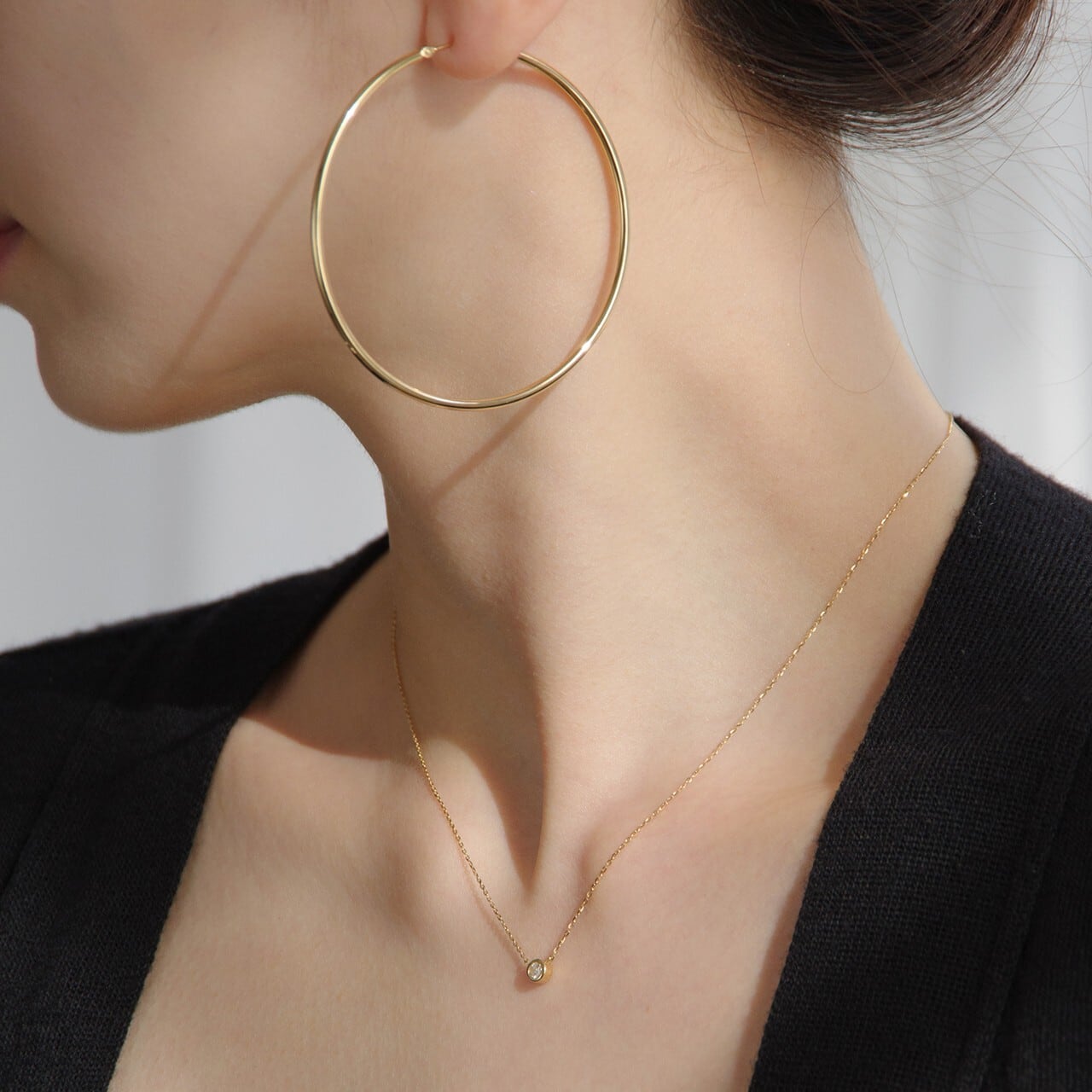 【美品】K18 一粒ダイヤモンド ネックレス RENEWAL〉K18イエローゴールド 一粒ダイヤモンドネックレス＜0.10ct