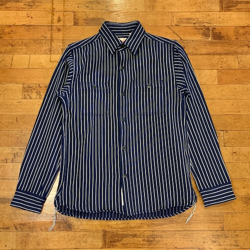 Houston Stripe Viyella Work Shirt Navy(M) 40625