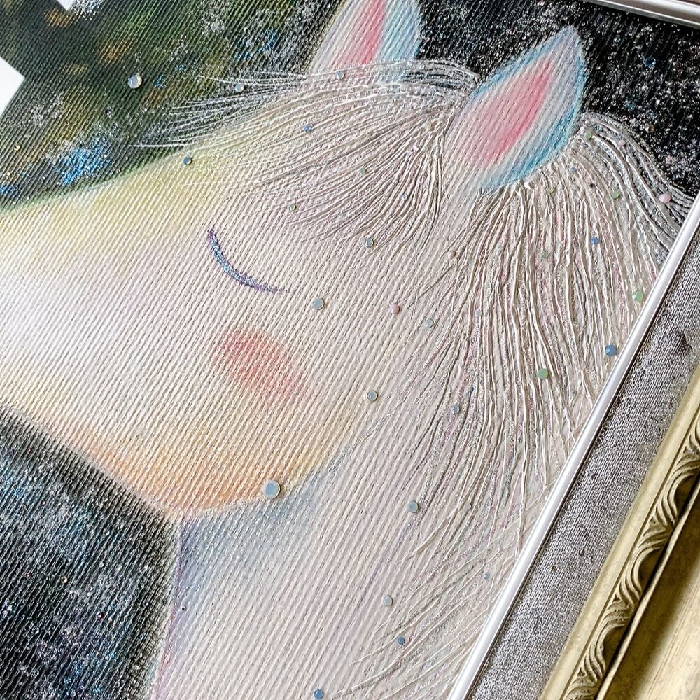 一点物原画》馬の絵【幸運を運ぶ白馬】ヒーリングアート エネルギーの