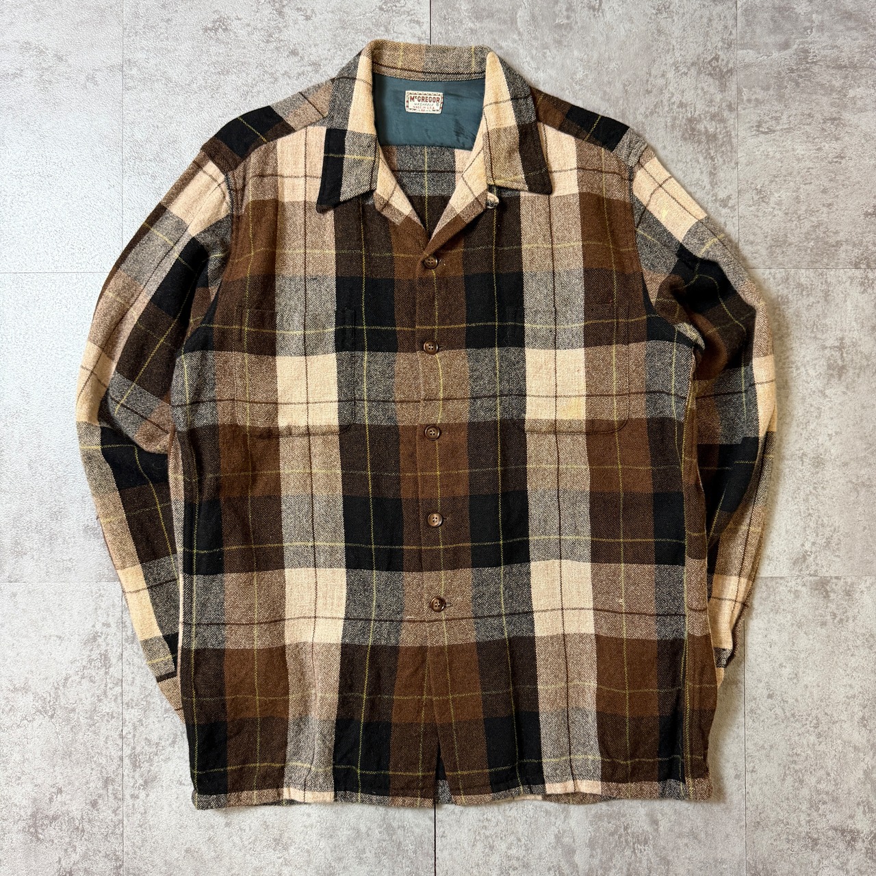 60's〜 McGREGOR Open-Collar Shirt Board Shirt 50年代 アメリカ オープンカラーシャツ ボードシャツ ヴィンテージ ビンテージ  TT2026-0046 - 1