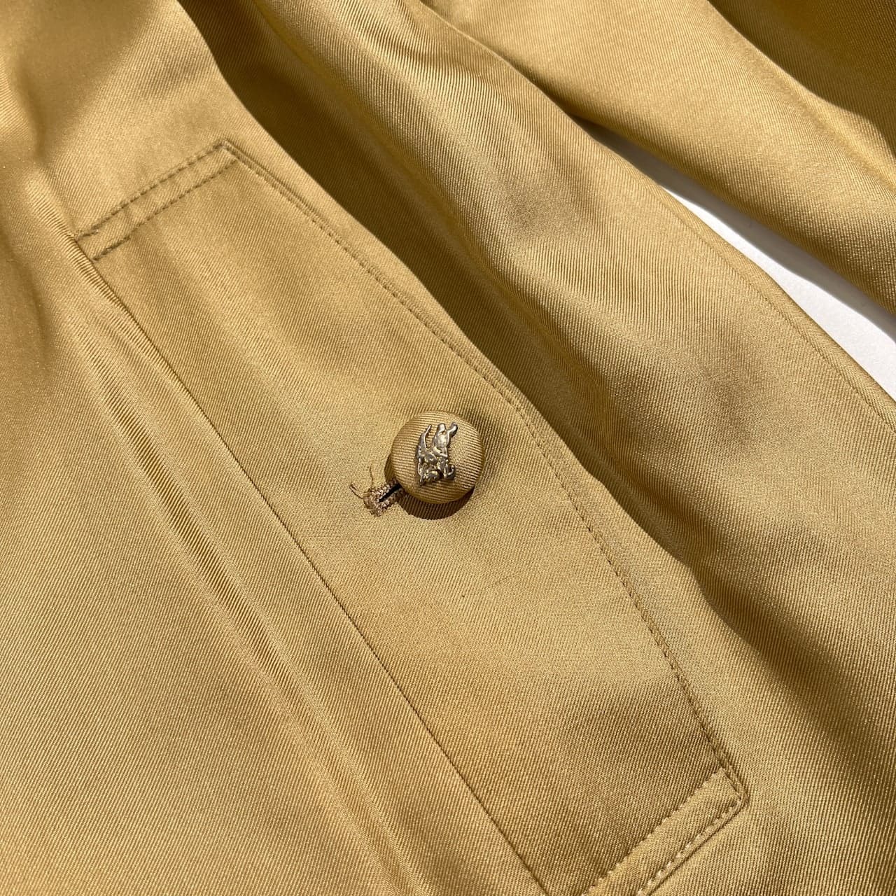 Burberrys バーバリー シルク100% 裏地総柄 ステンカラー コート 7AR /ゴールド系 三陽商会 ヴィンテージ