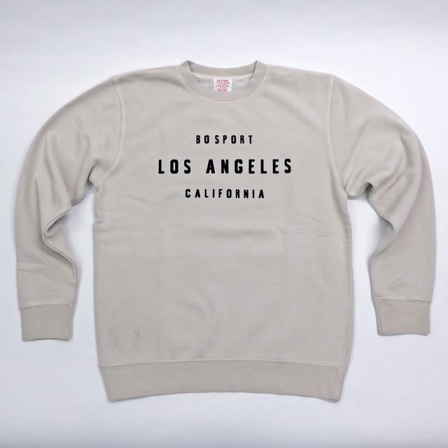 BS24SP-9026 Midweight Pigment Dyed Crew Sweatshirt  “BOSPORT LOS ANGELES CALIFORNIA” (Ivory)