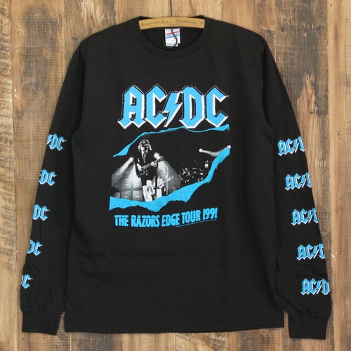送料無料 JUNK FOOD ジャンクフード AC/DC RAZORS EDGE TOUR 91 メンズ ロングTシャツ