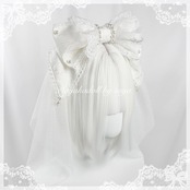 ♡【全7色】MAID ヴェール付き パールリボンカチューシャ light blue ♡