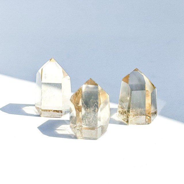 シトリン（黄水晶） タワー3個set 21◇ Citrine ◇ 天然石・鉱物・パワーストーン・インテリア