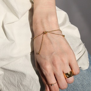 【ネコポス便】ブレスレット ボールモチーフスライドチェーンブレスレット 金属アレルギー サージカルステンレス 2098