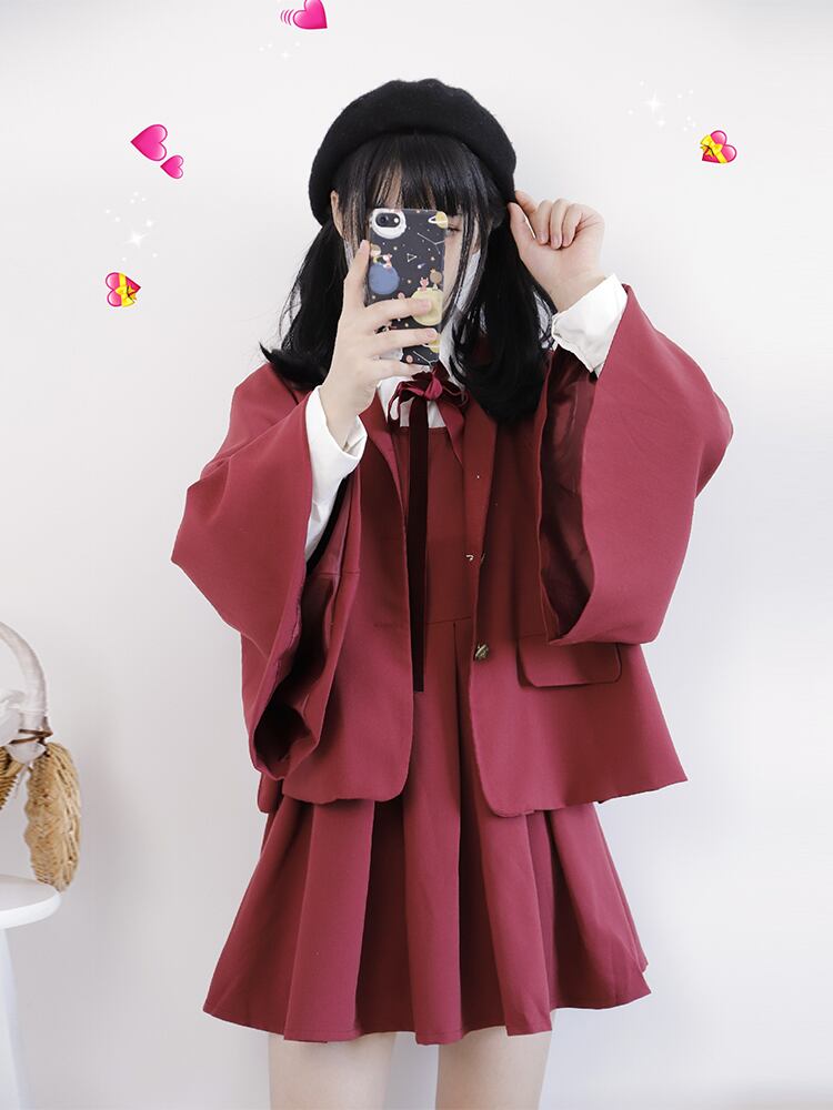 スプリングオータムルーズコート プリーツドレス スカート 春物 秋物 萌量不足28590075979