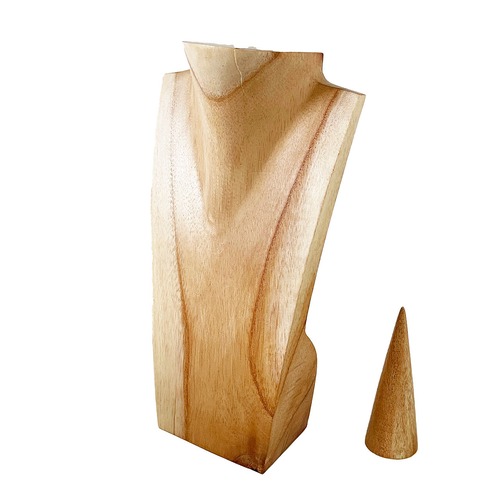 【OUTLET】木製ネックレススタンド・リングスタンド付（ナチュラル）B　ネックレストルソー