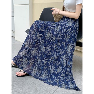 花柄 ドレープ シフォン スカート 10222