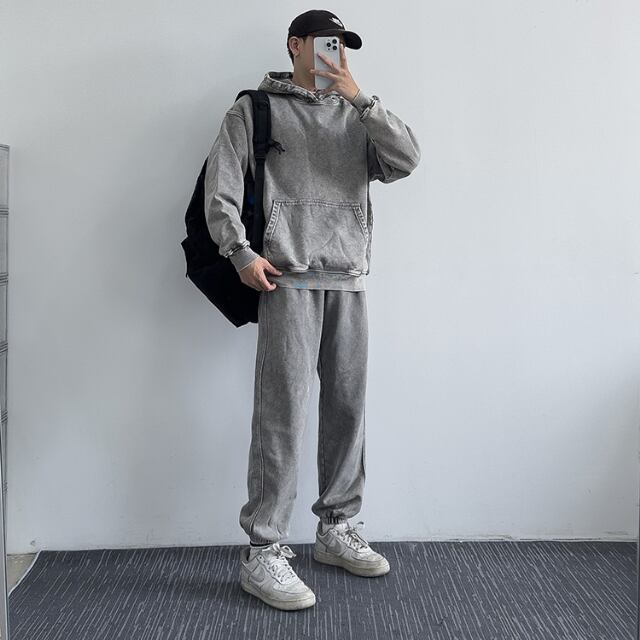 予約販売】メンズ セットアップ 上下 長袖 ウォッシュ加工 ライト