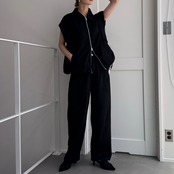 Wジップスウェードvest/ブラック