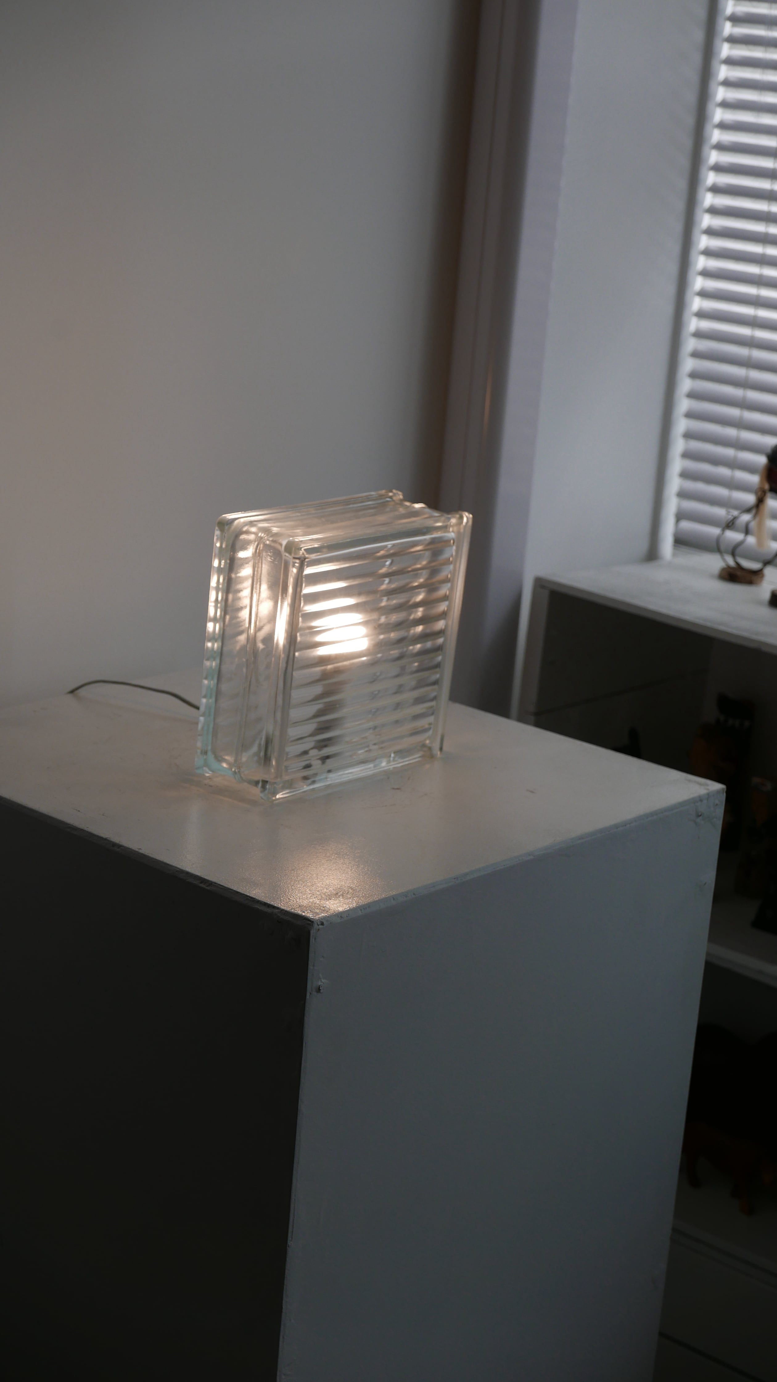 block glass lamp , clear × wave