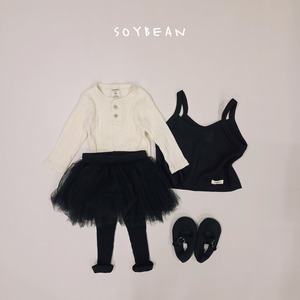 【SOY BEAN】 コットンヘンリーネックTシャツ／アイボリー（80–120cm）