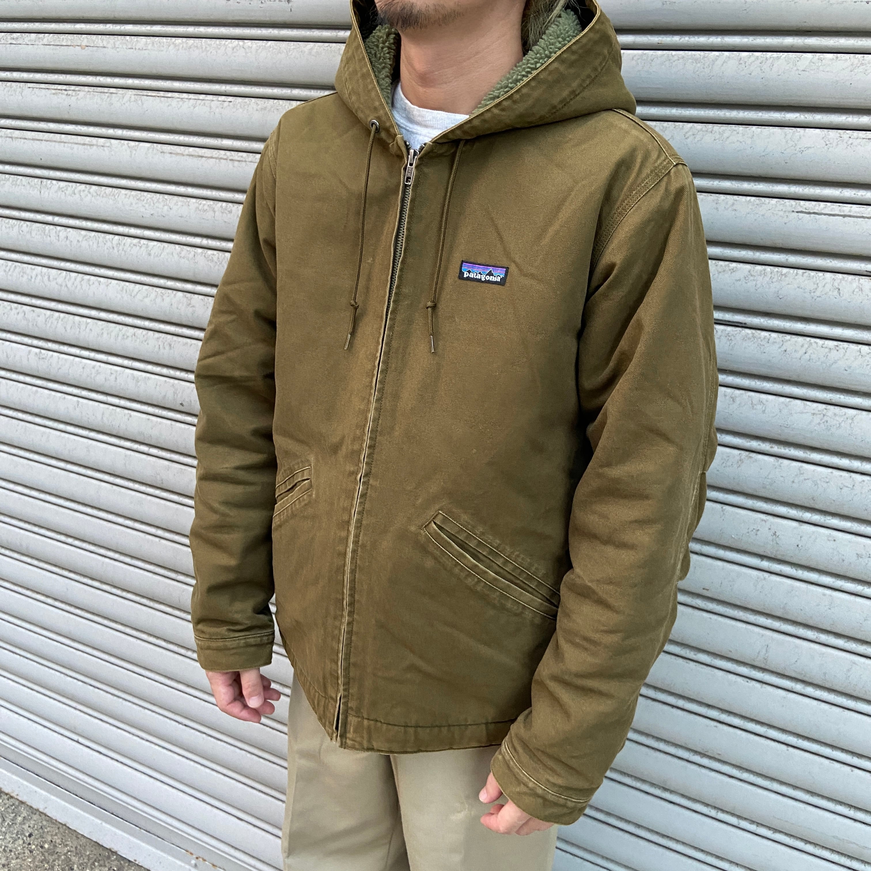 patagonia 年製 ラインドキャンバスフーディージャケット カーキ M