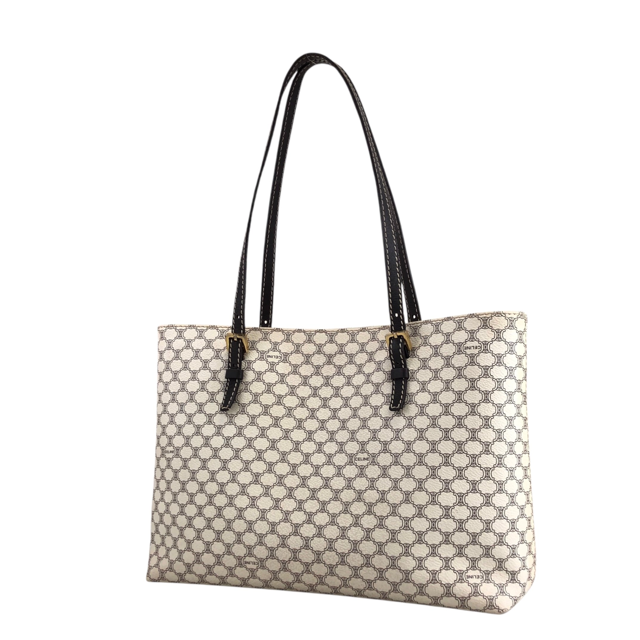 CELINE セリーヌ マカダム トートバッグ ホワイト PVC レザー vintage