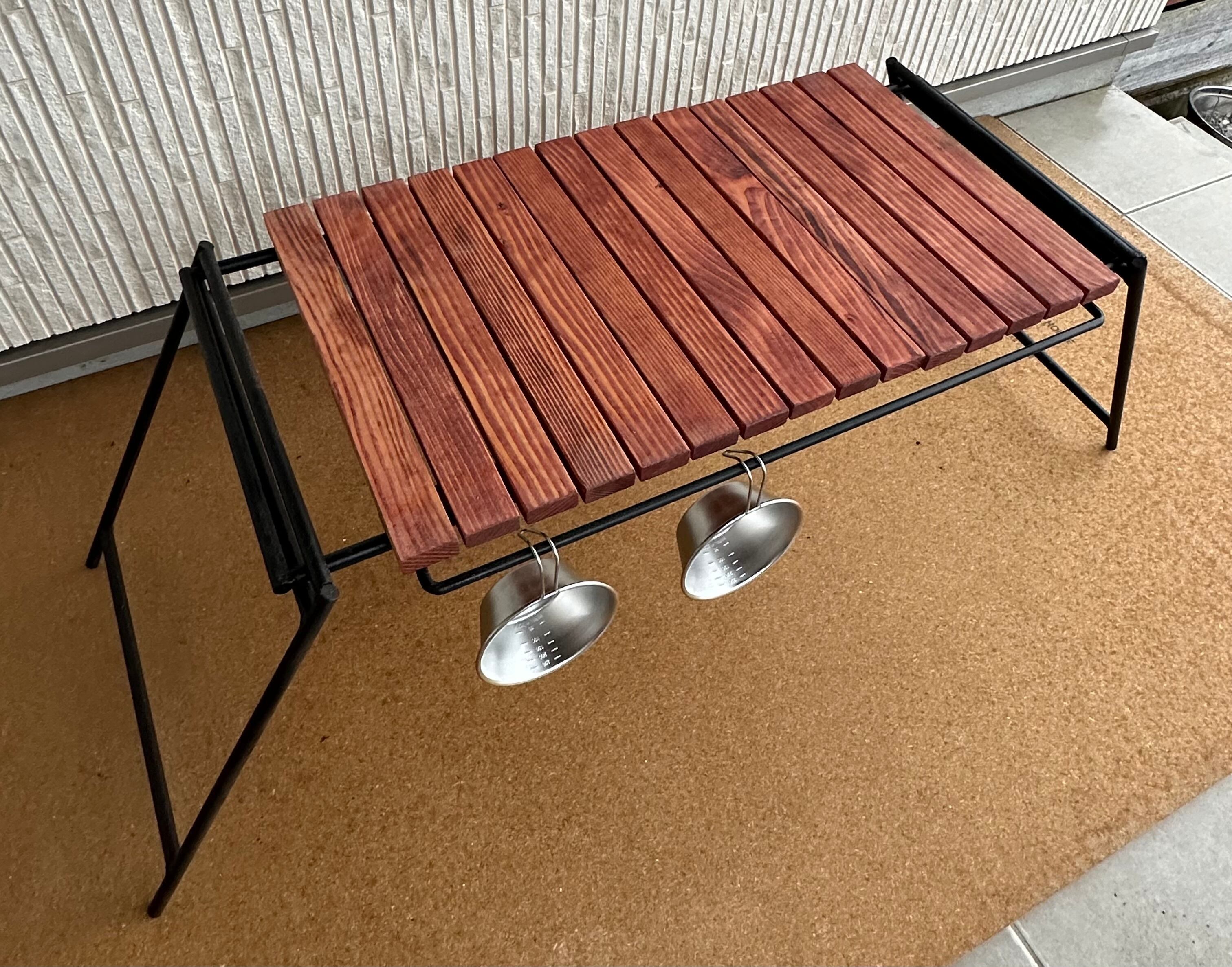 マホガニー色 アイアンテーブル igtテーブル フラットバーナーテーブル  