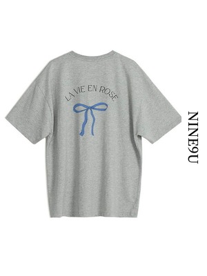 ribbon graphic cute print-t-shirt 3color【NINE7884】