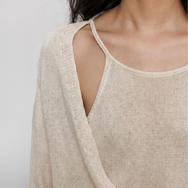 Crossover layered knit top A00060