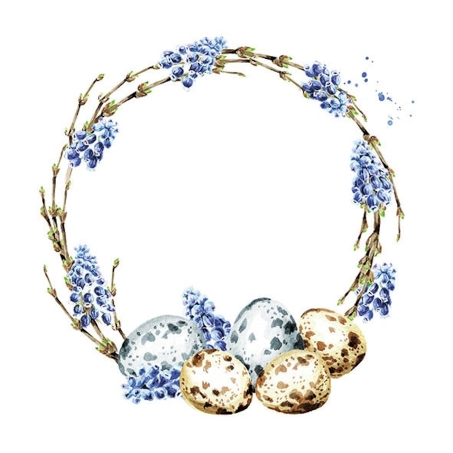 【Ambiente】バラ売り2枚 ランチサイズ ペーパーナプキン Muscari Wreath ホワイト