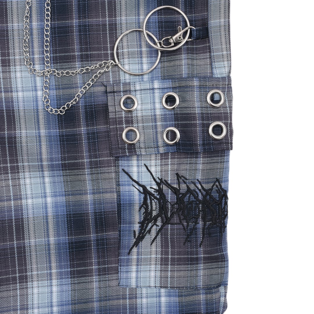 リング×チェーン付きチェックパンツ(BLUE・PINK) | VOLCAN&APHRODITE