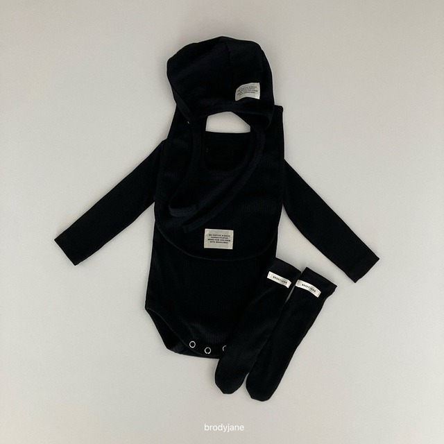【取寄】brodyjane｜black bodysuit｜ブラックボディスーツ｜one｜3-12m
