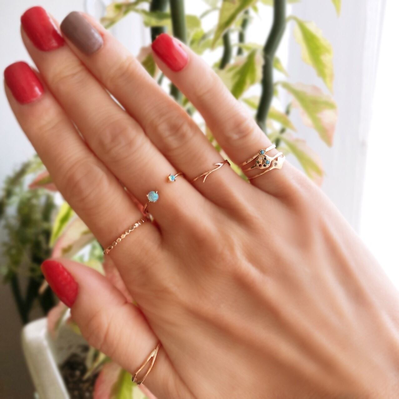 WWAKE（ウェイク） 14K OPAL TWO-STEP Ring(14金 オパール2ステップ