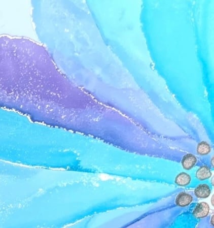 ブルーFlower アルコールインクアート お花 癒し 元気 明るい | 開運