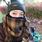 ROBIN NECK WARMER /タータンチェック(ORANGE)&ブラックファー