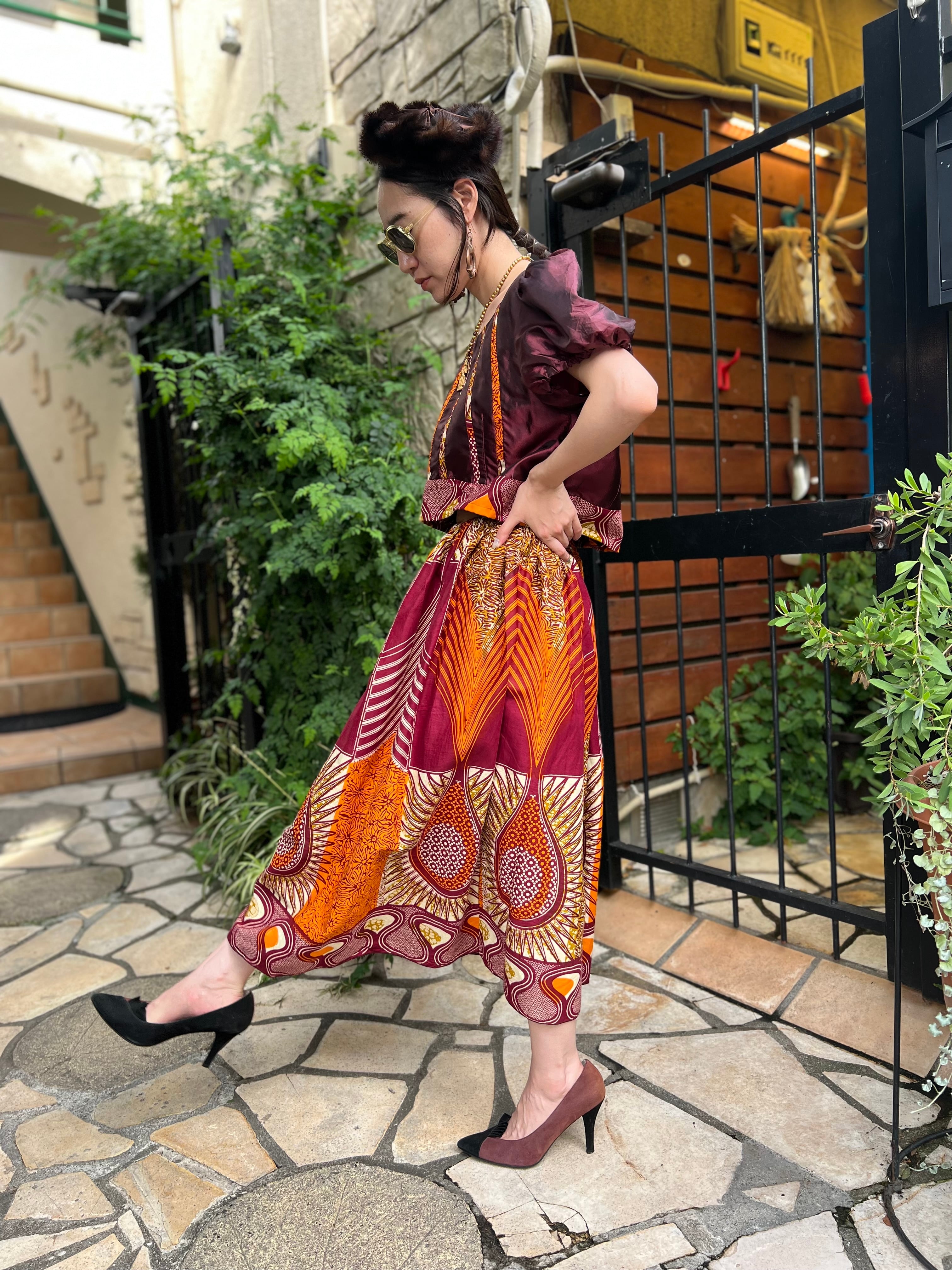Vintage african batik cotton poly set up ( ヴィンテージ アフリカン
