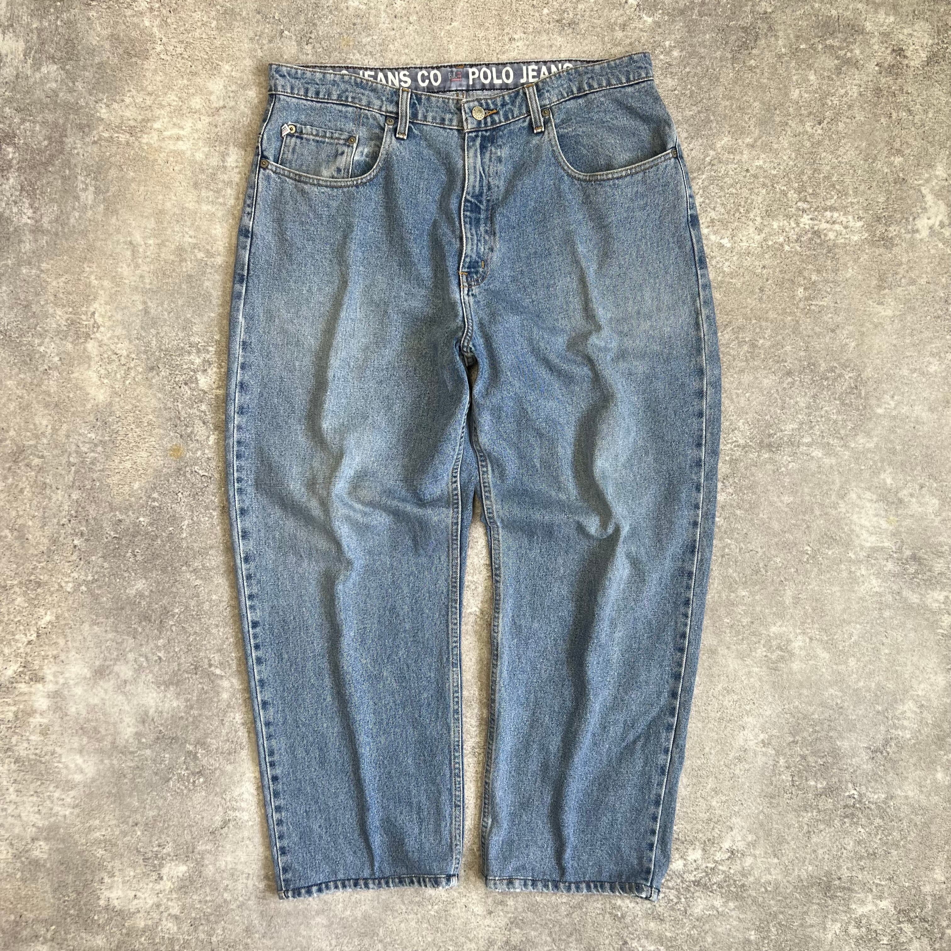 POLO JEANS／RL／ポロ／W36／ブラックデニム／ワイド／2XL相当／黒