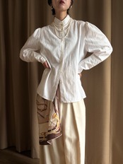 classic white stand collar shirt-5194-3