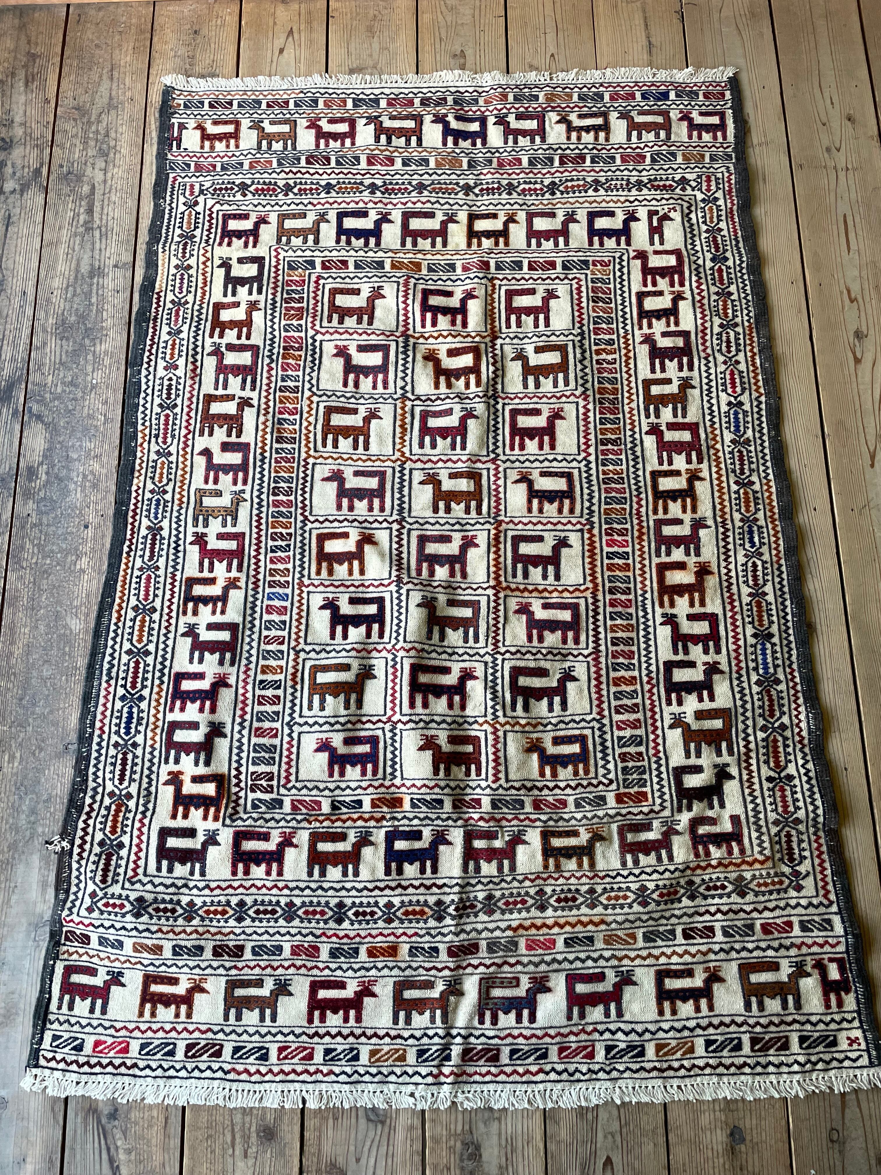 KILIM キリム ラグ スマック織　アフガニスタン　絨毯　カーペット　130×185//K111909 | kar-khana powered by  BASE