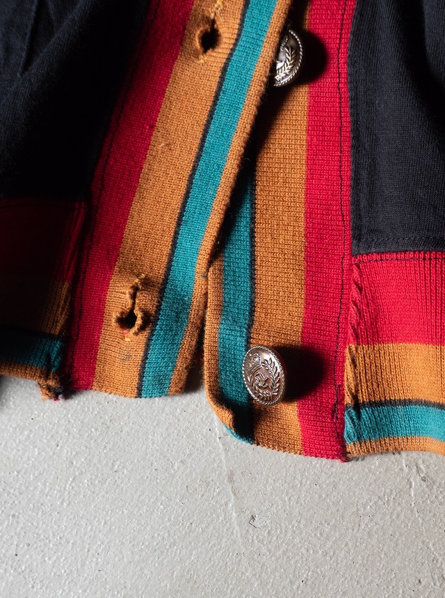 "SK wear" 1990s Cotton coat of arms print cardigan