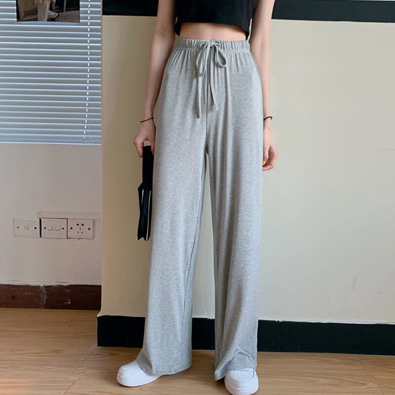 スプリングスタイルハイウェストウェストルーズカジュアルパンツ 薄手レディースワイドレッグ 春物 ワイドパンツ 試着室62105617931