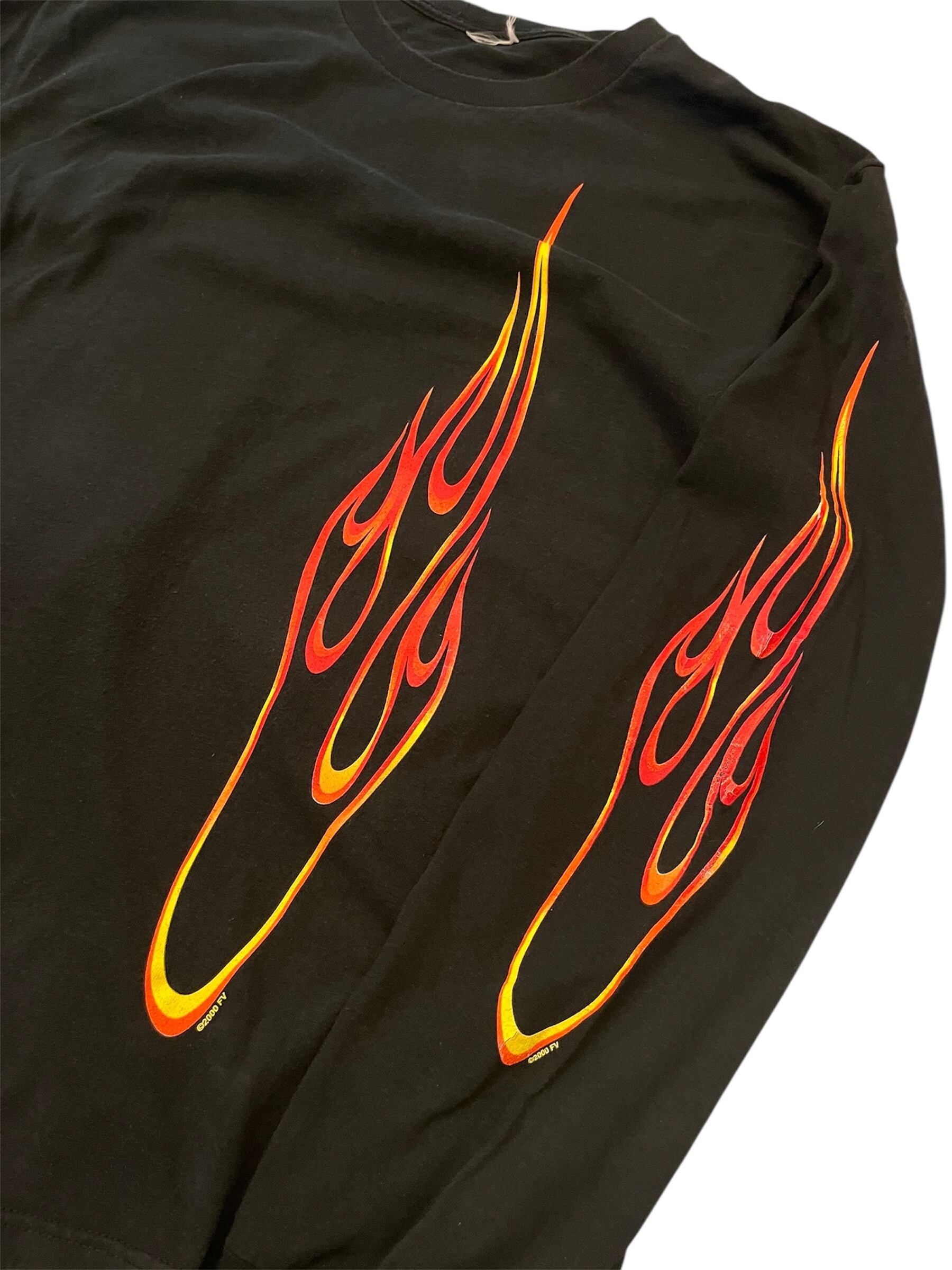 2000 Flames Long Sleeve t-shirt Black y2k フレームス ファイア