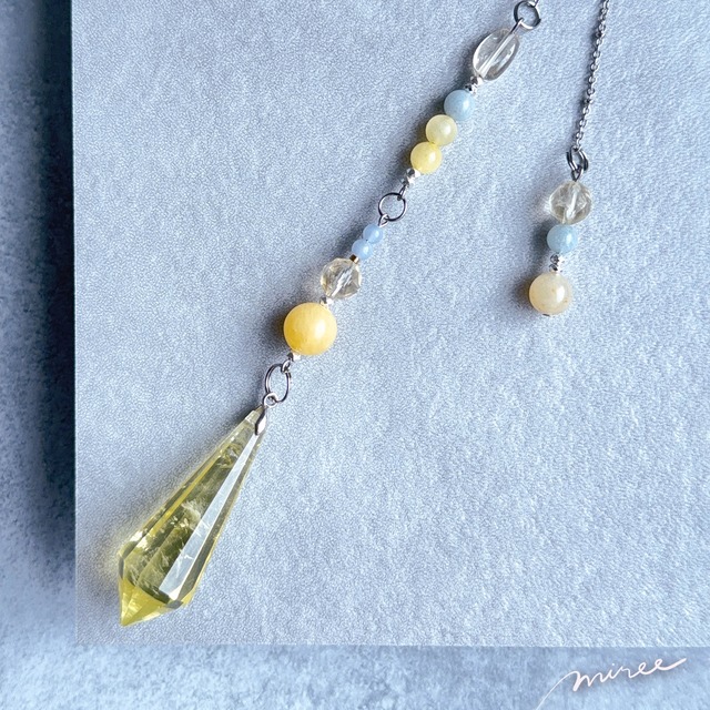 引き寄せ体質を育てるペンデュラム【シトリン×イエローアベンチュリン】citrine quartz pendulum_177