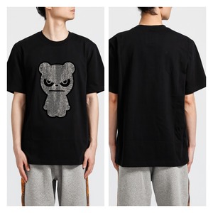 【HIPANDA 】1961メンズ ラインストーン  Tシャツ MEN'S RHINESTONE SHORT-SLEEVED T-SHIRT / WHITE・BLACK