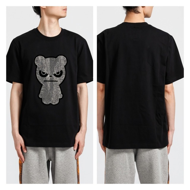 【HIPANDA 】1961メンズ ラインストーン  Tシャツ MEN'S RHINESTONE SHORT-SLEEVED T-SHIRT / WHITE・BLACK