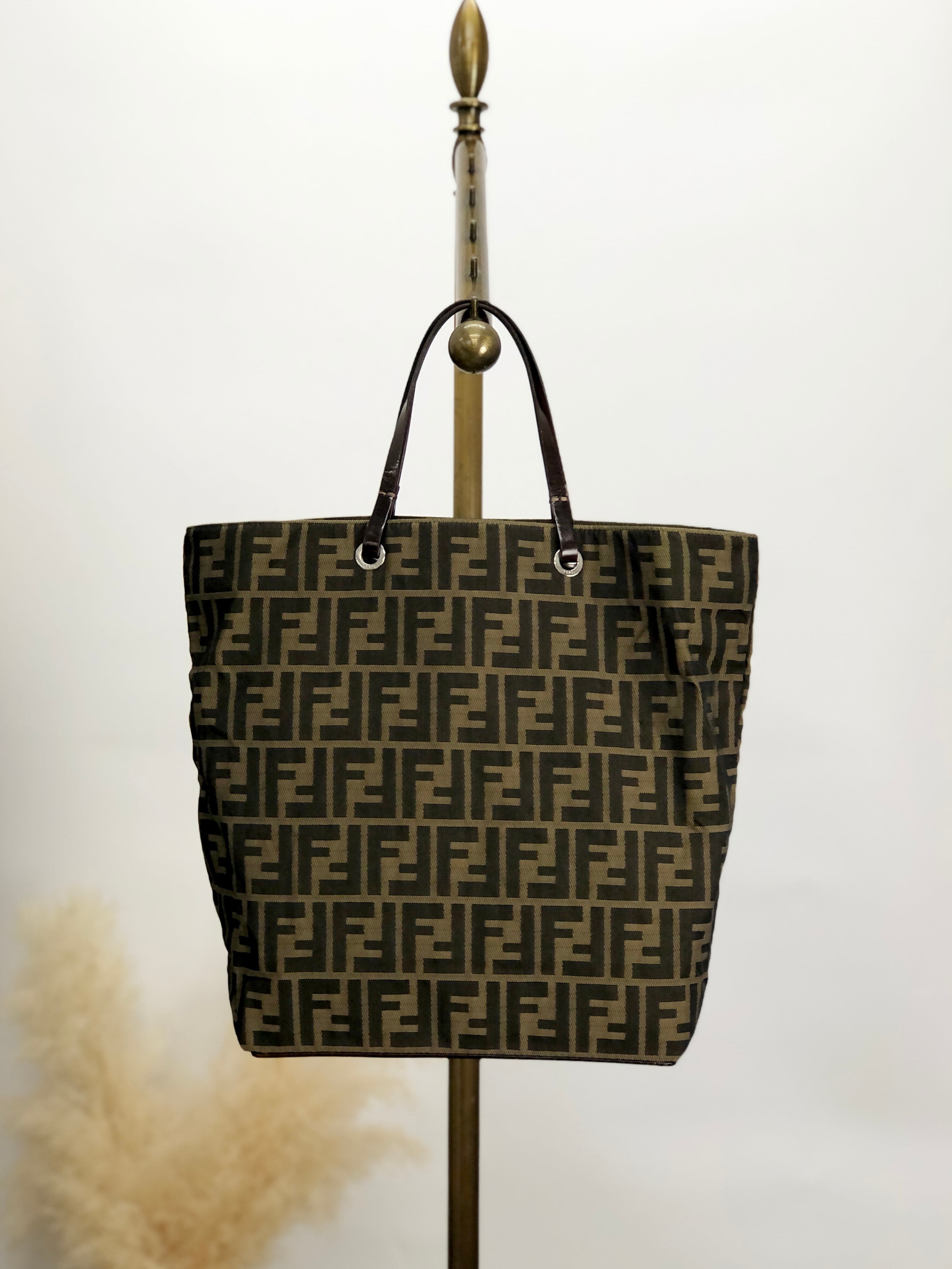 FENDI フェンディ ズッカ トートバッグ ブラウン ジャガード vintage