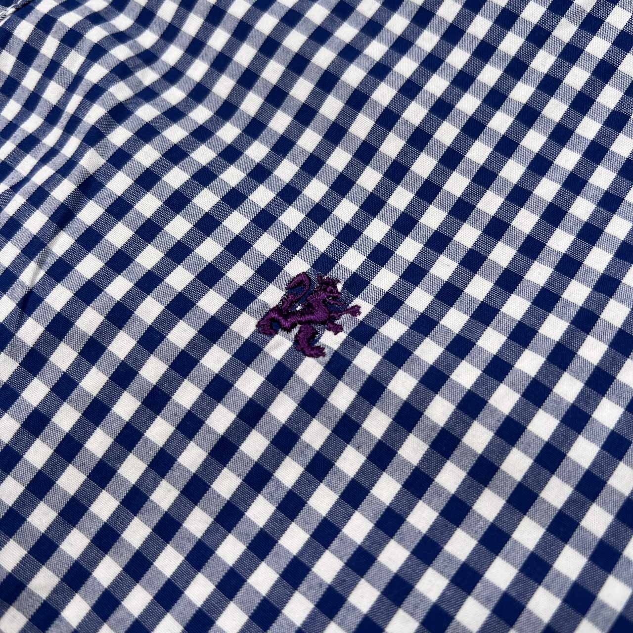 R.NEWBOLD アールニューボールド ギンガムチェック 半袖シャツ サイズ L /ブルー×ホワイト/メンズ/ポケット付き