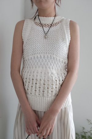 [CURRENTAGE]LACE KNIT VEST