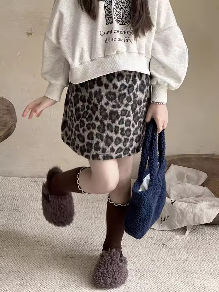 インパン付きレオパードタイトミニスカート
