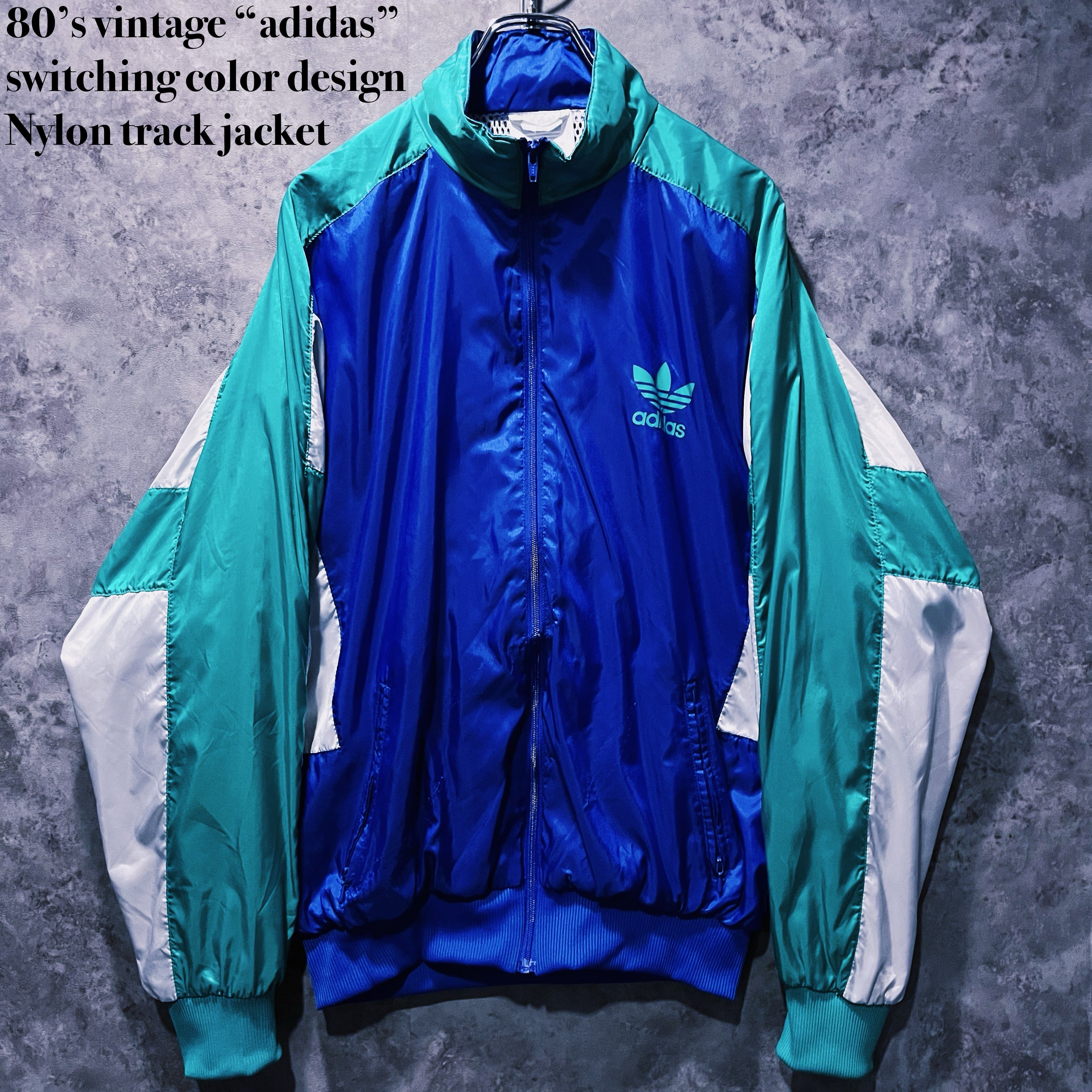 【doppio】80’s vintage “adidas” switching color design Nylon track jacket