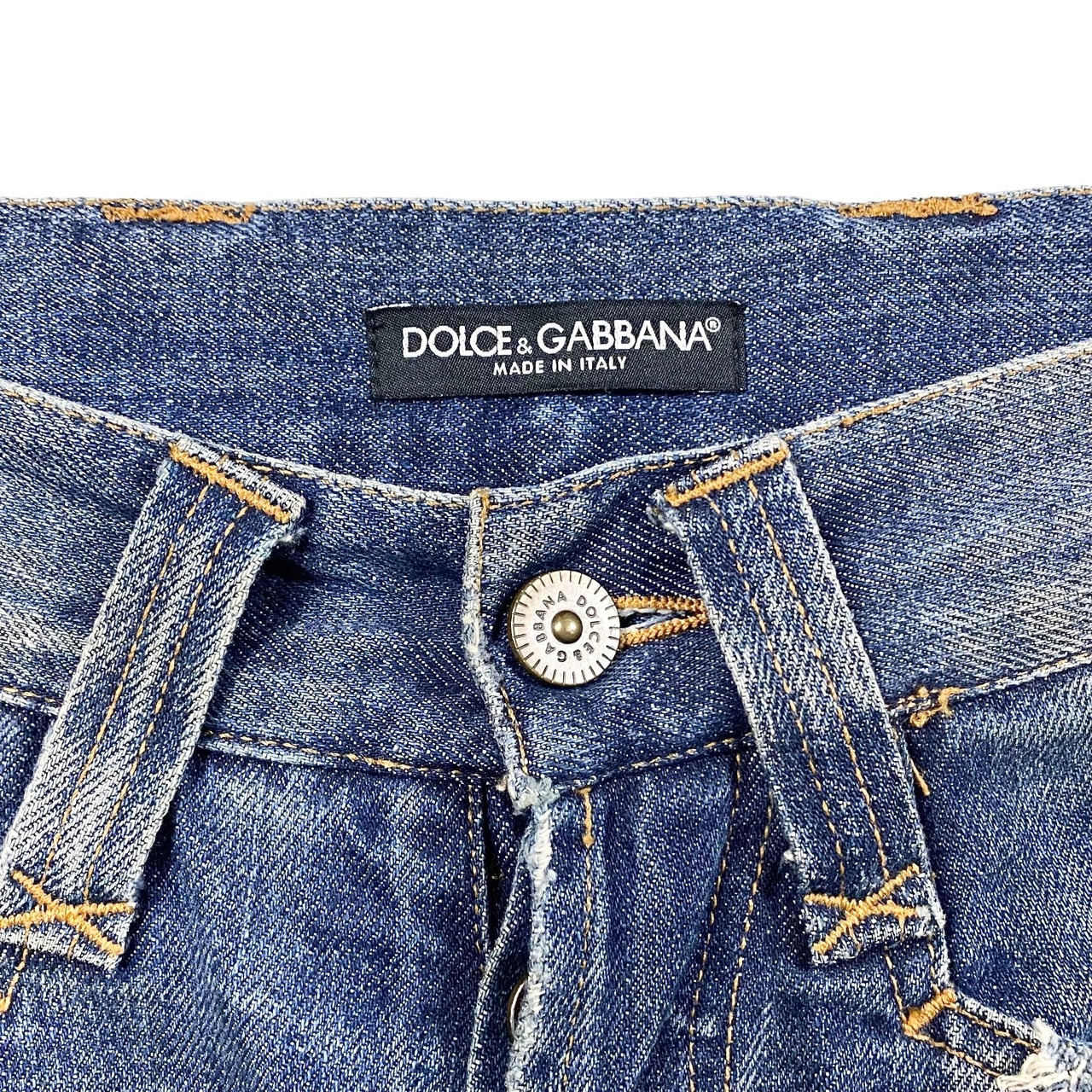 DOLCE&GABBANA hard damaged denim pants