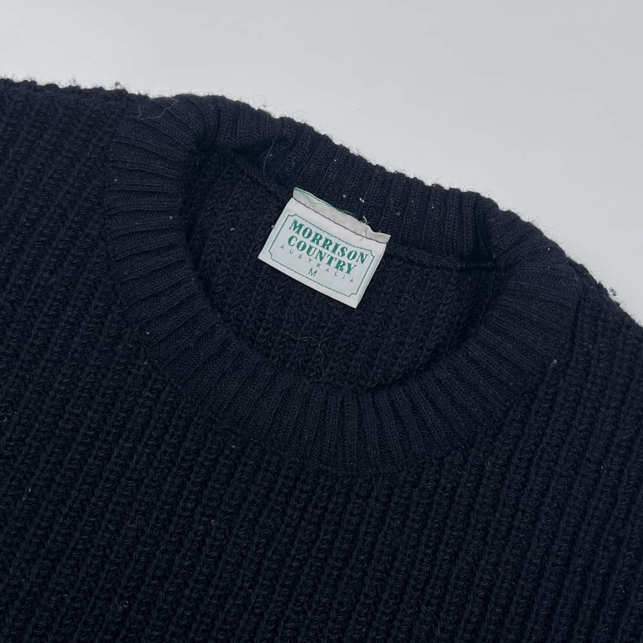 MORRISON COUNTRY モリソンカントリー リブ編み ウール ニット セーター M/ブラック メンズ